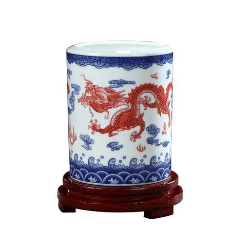 Jingdezhen Custom LOGO Ceramic Pen Container Barrels Students Study Of