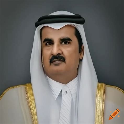 Portrait Of Emir Of Qatar Tamim Bin Hamad Al Thani