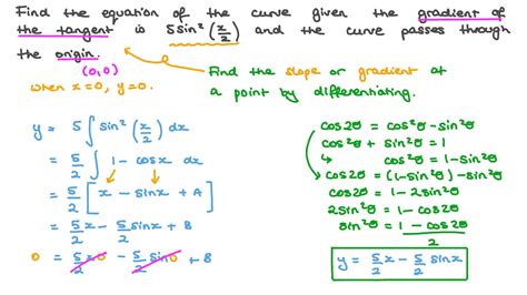 Question Video Finding The Equation Of A Curve Given The Expression Of