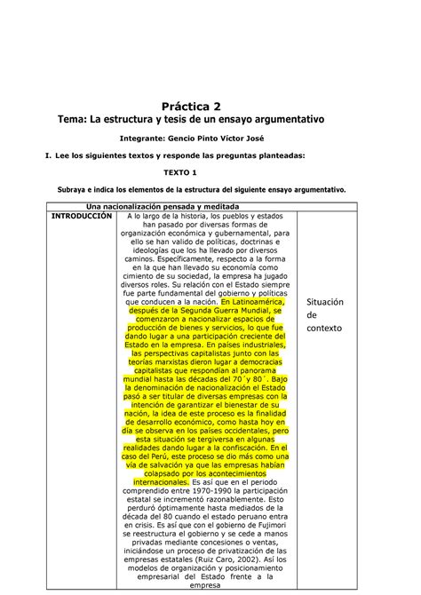 Tarea 2 Comunicación Efsefsfseefssefsefsef Práctica 2 Tema La Estructura Y Tesis De Un