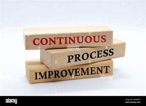 Continuous Process Improvement Text On Wooden Blocks Business Culture