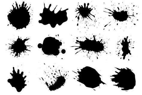 Grunge Ink Black Paint Splotch Splash Of Paints Spray Drops Staining