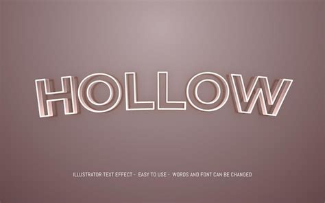 Premium Vector Hollow 3d Text Editable Style Effect Template