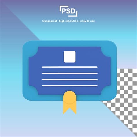 Certificado De Ilustración 3d Archivo Psd Premium