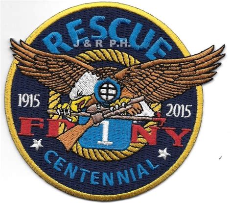 FDNY Rescue 1 Centennial NY 4 Round Size Fire Patch Fdny