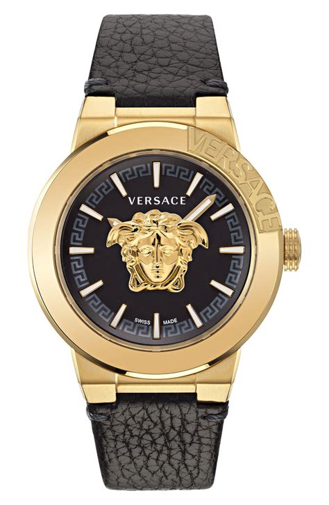 Versace Medusa Infinite Leather Strap Watch Ip Yellow Gold Editorialist