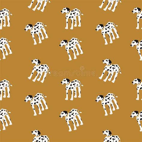 Seamless Pattern With Dalmatians Background With A Dog Stock Vector