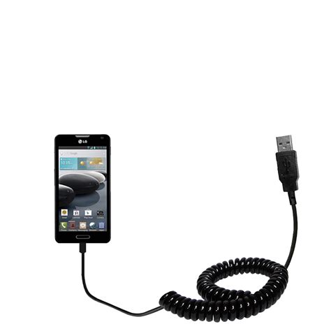 Coiled Power Hot Sync Usb Cable Suitable For The Lg Optimus F With Both Data And Charge