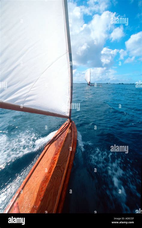 Sailing On Traditional Marshallese Canoe Majuro Marshall Islands N
