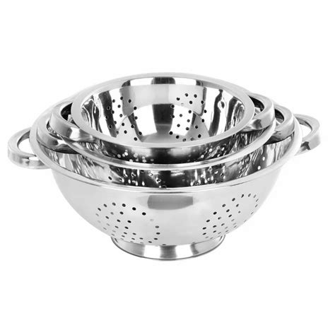 Water Stainless Steel Colander Strainer Set Size 20cm 24cm And 30 Cm