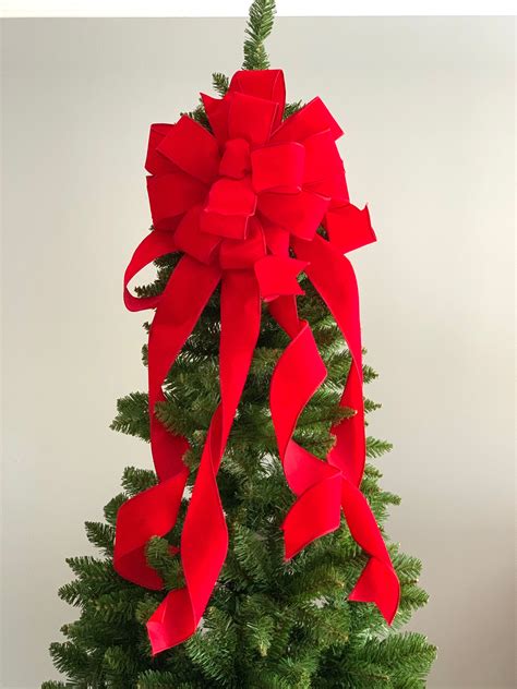 The Red Velvet Nancy Christmas Tree Bow, Tree Ribbon Bow, Mailbox Decor ...