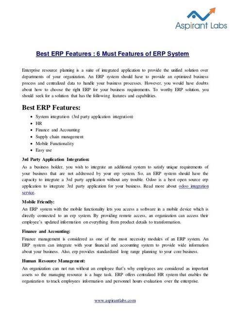 Best erp features : 6 must features of erp system