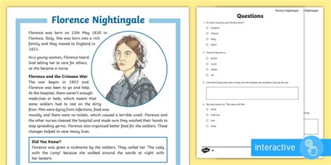 Florence Nightingale Differentiated Reading Comprehension