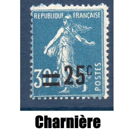 Timbre France Yvert No 217 Semeuse fond plein surchargée bleu neuf