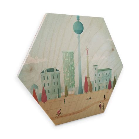 Hexagon Holz Birke Furnier Rivers Berlin Wall Art De