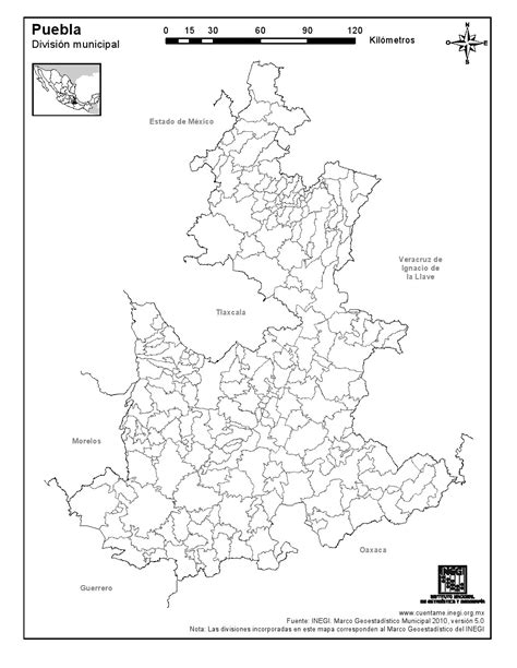 Mapa Para Imprimir De Puebla Mapa Mudo De Municipios De Puebla Inegi