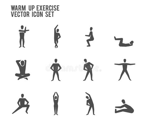 Warm Up Exercise Yoga Fitness Vector Icon Set Stock Vector