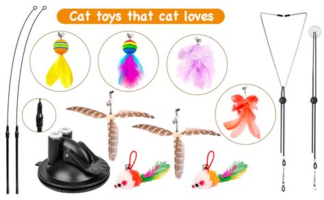 Hosfroll Cat Toys Wand Interactive Cat Toy With Super Suction Cup Sticky