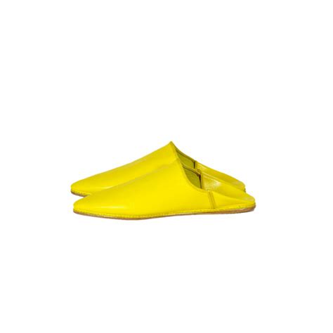 Babouche En Cuir Jaune Fait Main Cuiroma