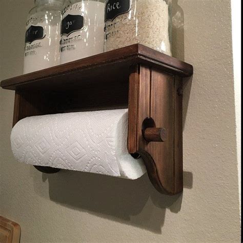 Paper Towel Holder Shelf Wall Solid Wood Early American Apron Etsy