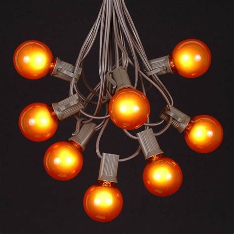 Orange G40 Globe/Round Outdoor String Light Set on Brown Wire - Novelty ...