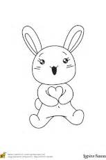 Coloriage Lapin Kawai Heureux Avec Son Coeur Sur Hugolescargot