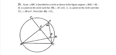 Solved Acute Aabc Is Inscribed In A Circle As Shown In Chegg