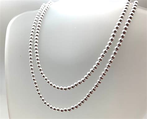 5mm Italian Silver Ball Necklace 925 Sterling Silver Etsy Uk