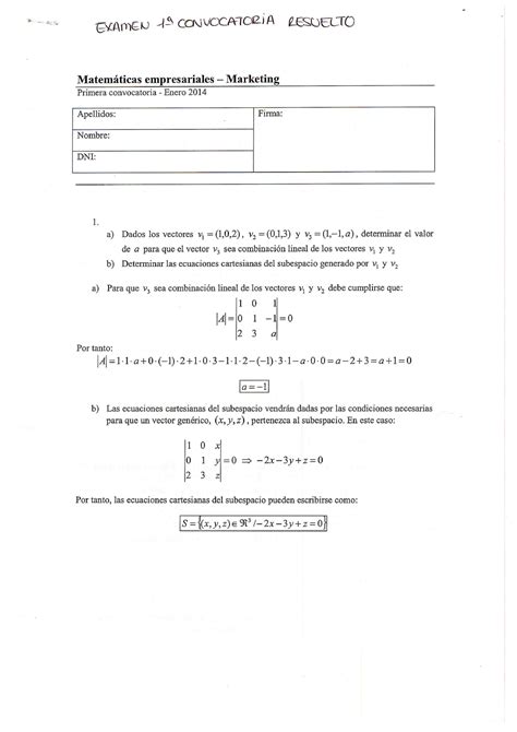 Examen Matem Ticas Empresariales Marketing Enero Campus De