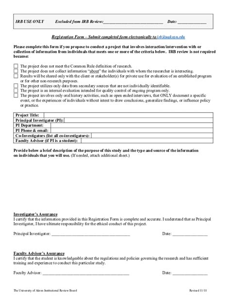 Fillable Online Guidelines For Submission Of IRB Registration Form Fax