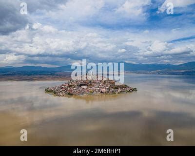 Aerial Of The Janitzio Island On Lake Lake Patzcuaro Michoacan Mexico