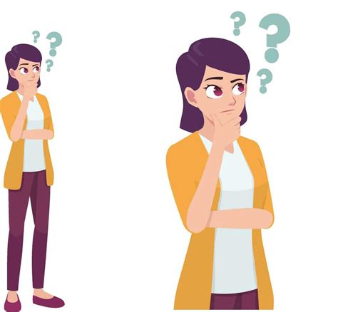 Women Or Girl Thinking And Wondering Expression Pose Cartoon Illustration 25421164 Vector Art At