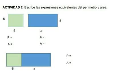 escribe las expresiones equivalentes del perímetro y área Brainly lat