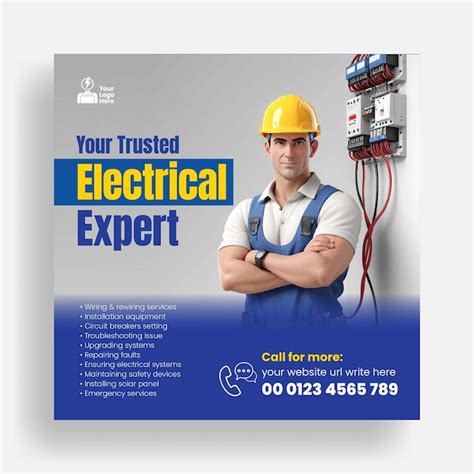 Electrician And Electrical Company Social Media And Instagram Post