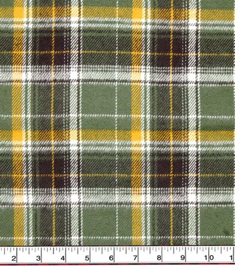 Plaiditudes Brushed Cotton Fabric Green Black Yellow Joann