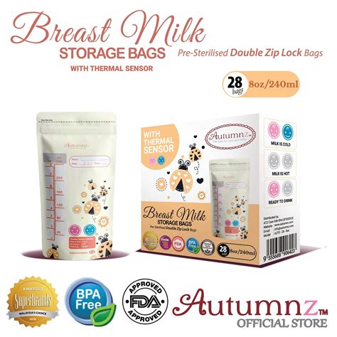 Autumnz Double Ziplock Breastmilk Storage Bags With Thermal Sensor