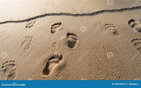 Footprints In The Sand By The Sea Stock Illustration Illustration Of