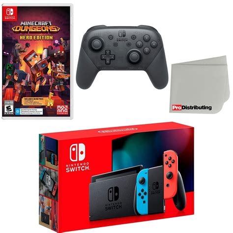 Nintendo Switch Neon Red/Blue, Extra Controller, Minecraft Dungeons ...