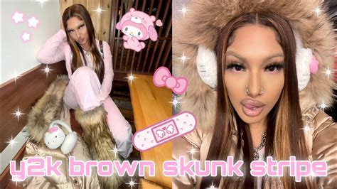 Y2k Brown Skunk Stripe Hair Install 💕 Ft Tinashe Hair Youtube