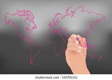 Hand Drawing World Map Colorful Marker Stock Vector Royalty Free