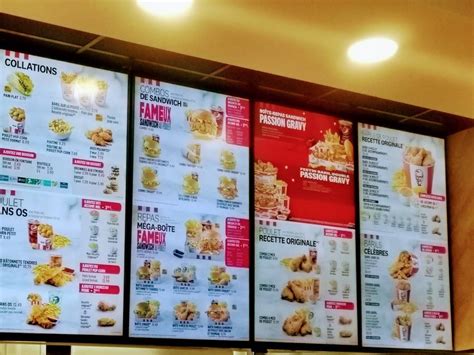 Menu at PFK fast food, Québec City, 581 Wilfrid-Hamel Blvd