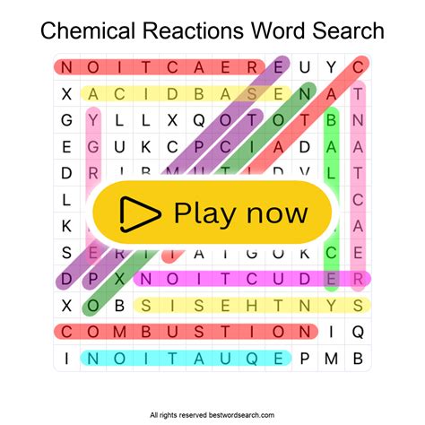 Chemical Reactions Science Word Search
