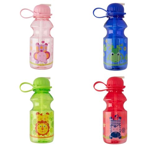 Garrafa De Água Squeeze Canudo Alça Infantil 300ml Estampada