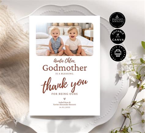 Modern Thank You For Being My Godmother Card Template Will You Be My