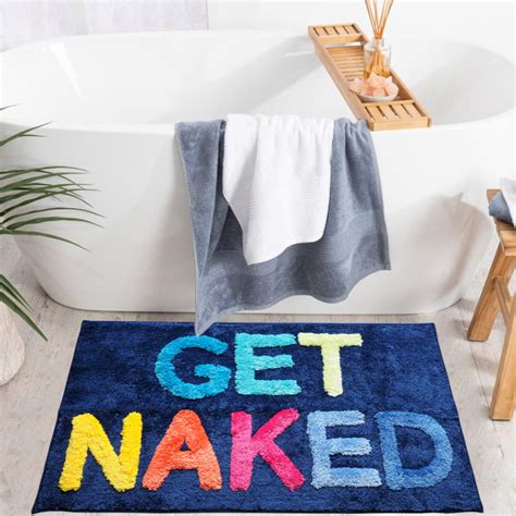 Trinx Get Naked Bath Mat Funny Cute Bathroom Rugs Blue Rainbow Multicolor Colorful Get Naked Rug