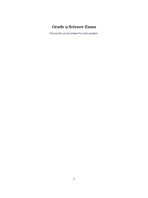 Grade 9 Science Exam