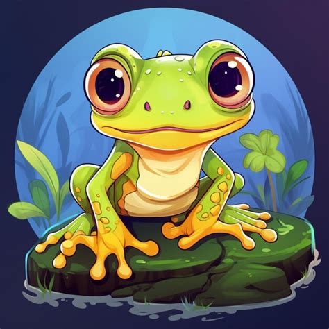 Premium Ai Image Frog Cartoon Logo