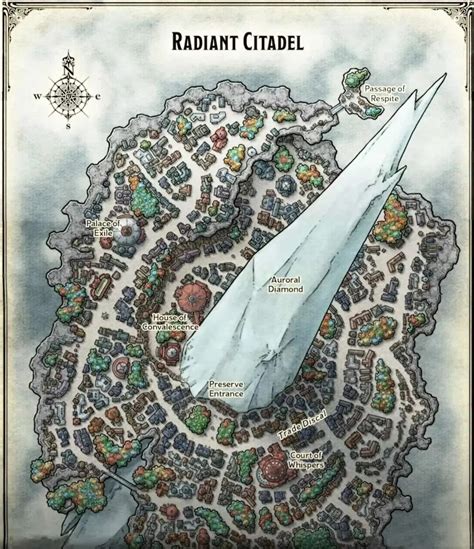 Radiant Citadel Map And The Auroral Diamond Fantasy World Map