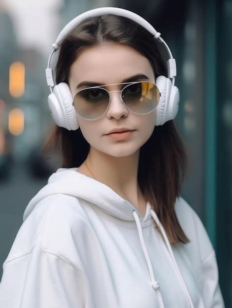 Premium Photo A Woman Wearing Sunglasses And A White Pair Of Sunglasses