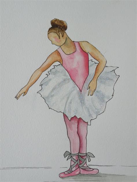 Watercolor Of Ballerina In Pink Tutu Original Watercolor Art Original